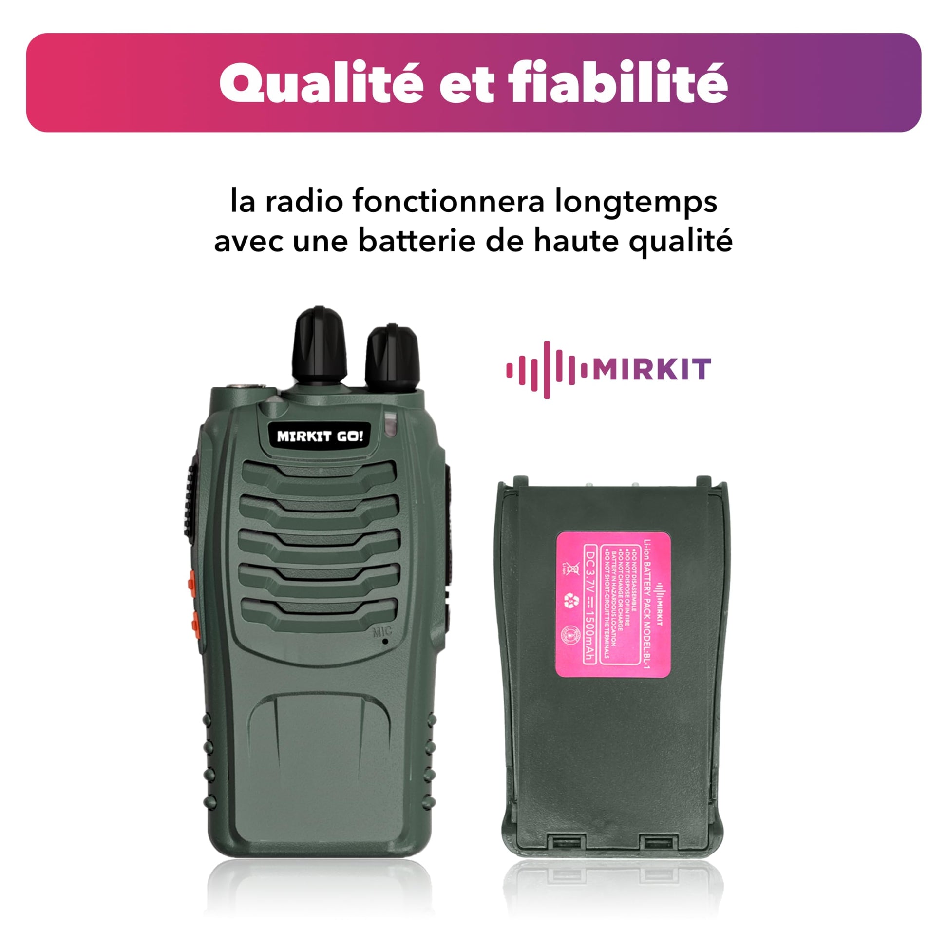 Talkie-Walkies Longue portée Rechargeables avec 16 canaux, Fonction VOX, écouteurs d’Origine Inclus, Lampe Torche LED intégrée (Noir, Lot de 2) 2 х Baofeng BF-888S G Vert talkies-Walkies Mirkit