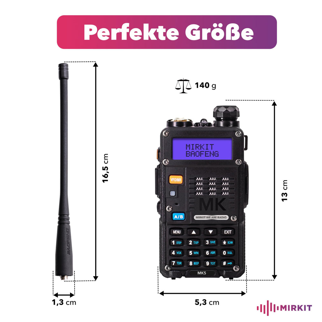 BAOFENG MK5 8W Mirkit Édition Puissance Maximale Talkie-Walkie Kit Complet Radioamateur avec Batterie Baofeng 1800mAh & Logiciel Mirkit 2025