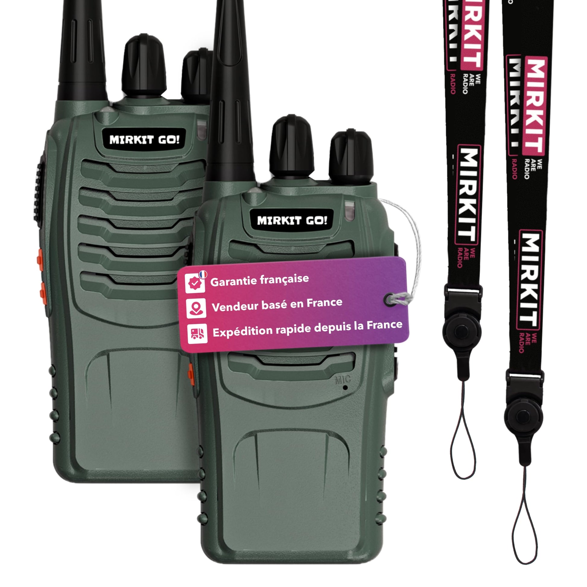 Talkie-Walkies Longue portée Rechargeables avec 16 canaux, Fonction VOX, écouteurs d’Origine Inclus, Lampe Torche LED intégrée (Noir, Lot de 2) 2 х Baofeng BF-888S G Vert talkies-Walkies Mirkit