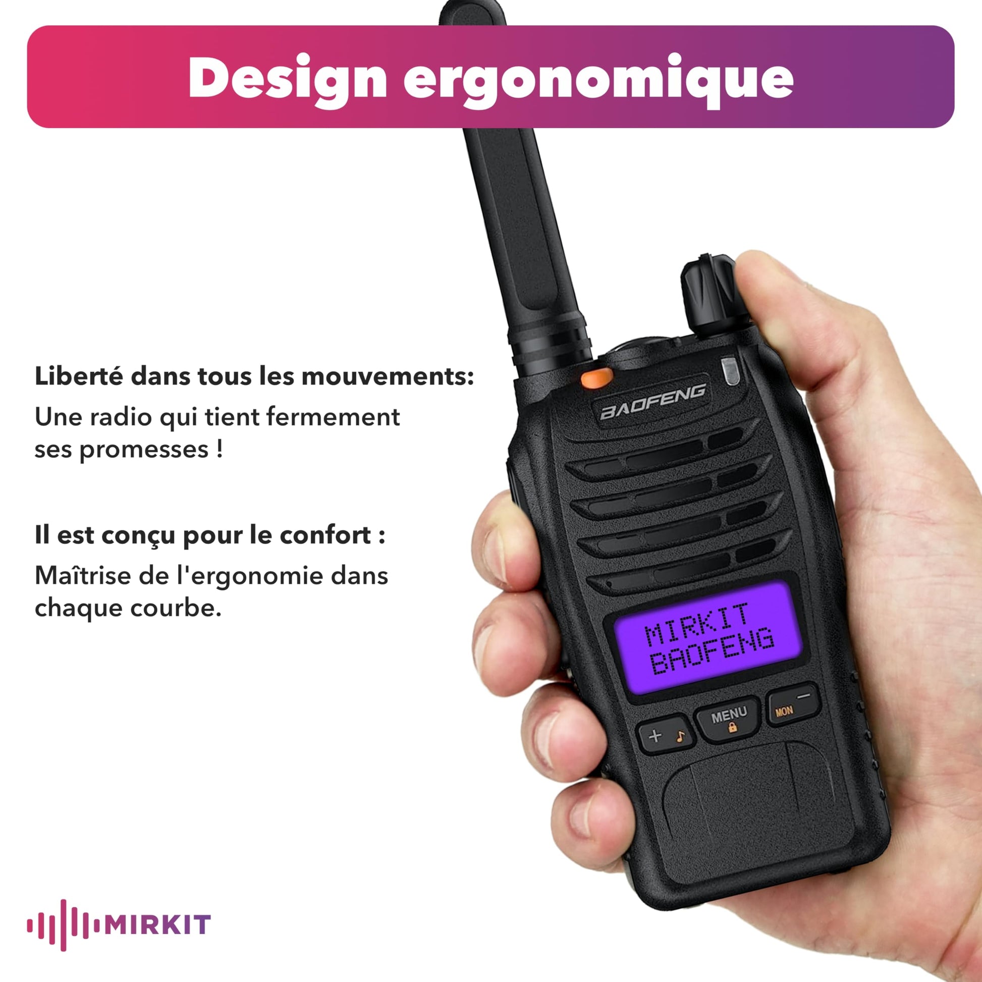 BAOFENG BF-88ST Talkie Walkie 2PCS Baofeng BF-E88 avec Grande Portée, Double Montre PMR446 Rechargeable à Large portée, avec écran LCD, VOX Double Surveillance, Chargeur de Bureau USB et oreillette